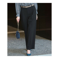 【洗える】TWマットクロス タック ワイド パンツ