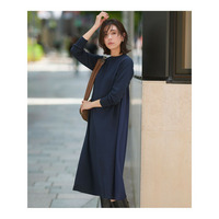 【洗える/吊り干しOK】ヴィスコースストレッチ  バックデザイン ニットワンピース