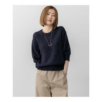 【洗える】ルレックスバルキー5分袖 ラメ ニット