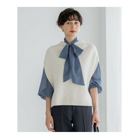 【洗える】コットンリリー モックネックニットベスト