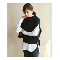 【洗える】コットンリリー モックネックニットベスト