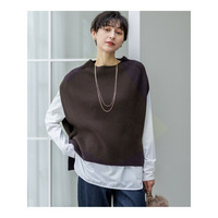 【洗える】コットンリリー モックネックニットベスト