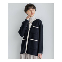【洗える】ミニブークレニット バイカラー ジャケット
