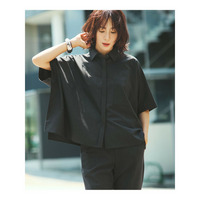 【洗える】TWマットクロス ポンチョシルエット シャツ