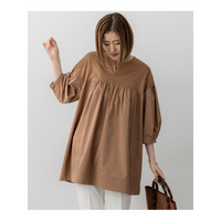 【洗える】シルキータフタコンビ チュニック カットソー
