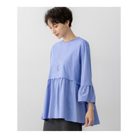 【洗える】シルキータフタコンビ ペプラム カットソー