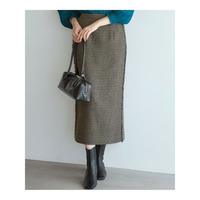 【GLOW10月号掲載/洗える】ツイーディーカラーミックス  Iライン スカート