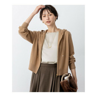 【洗える】ピュアカシミヤ ジップアップ ニット パーカー