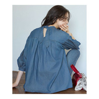 【SLOW/一部店舗限定】ライトオンス デニム バックリボン ブラウス