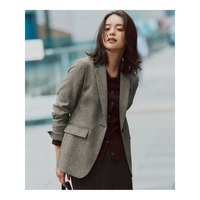 【洗える】ウールライクカルゼ テーラード ジャケット