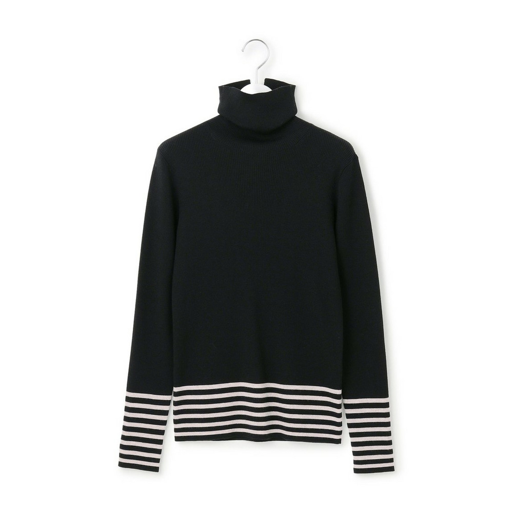 【洗える】ウーステッドウール リブタートル ボーダー ニット18