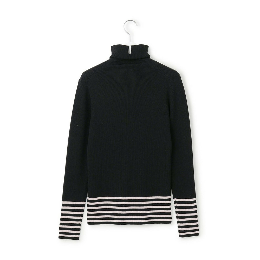 【洗える】ウーステッドウール リブタートル ボーダー ニット19