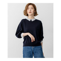 【CLASSY.1月号掲載/洗える】エンブロイダリー ジオメトリックレースコンビ ニット