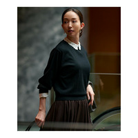 【洗える】エンブロイダリー フラワーレースコンビ ニット