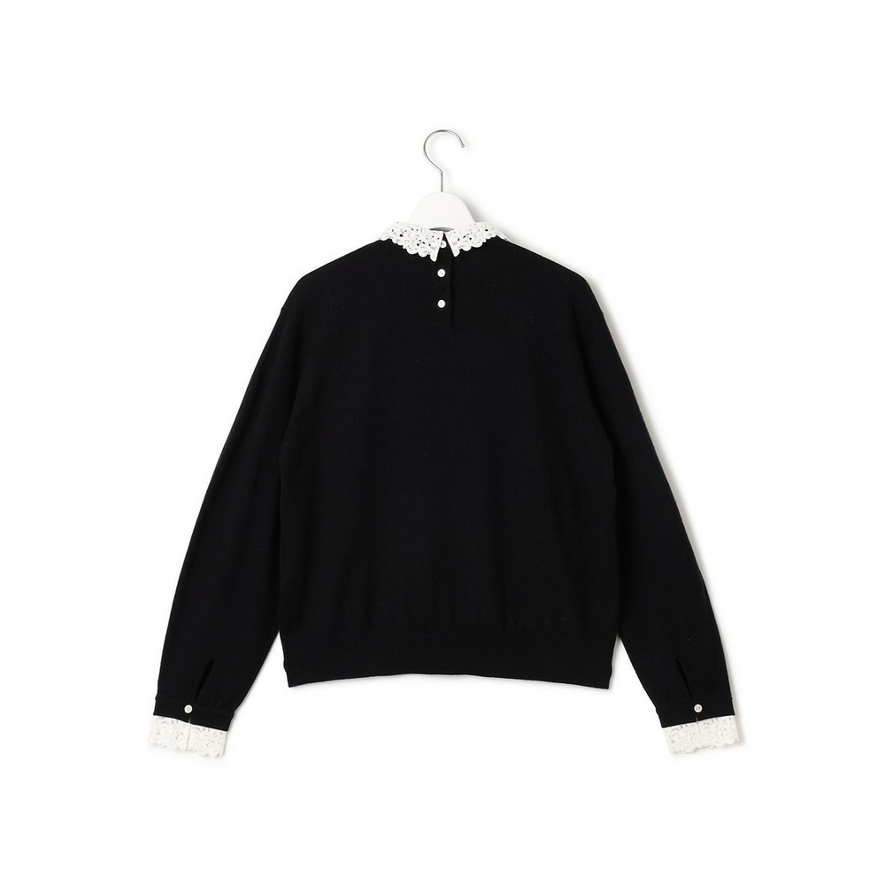 【洗える】エンブロイダリー フラワーレースコンビ ニット20