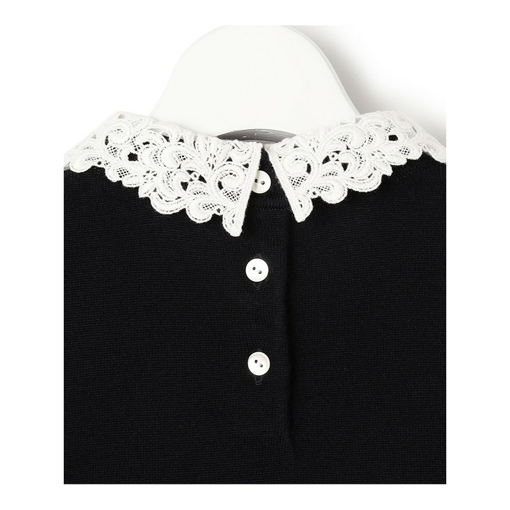 【洗える】エンブロイダリー フラワーレースコンビ ニット21