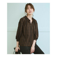【WEB&一部店舗限定】ブロックチェック フリル ブラウス