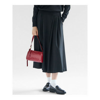 【洗える】ウールミルドジャージー タック スカート