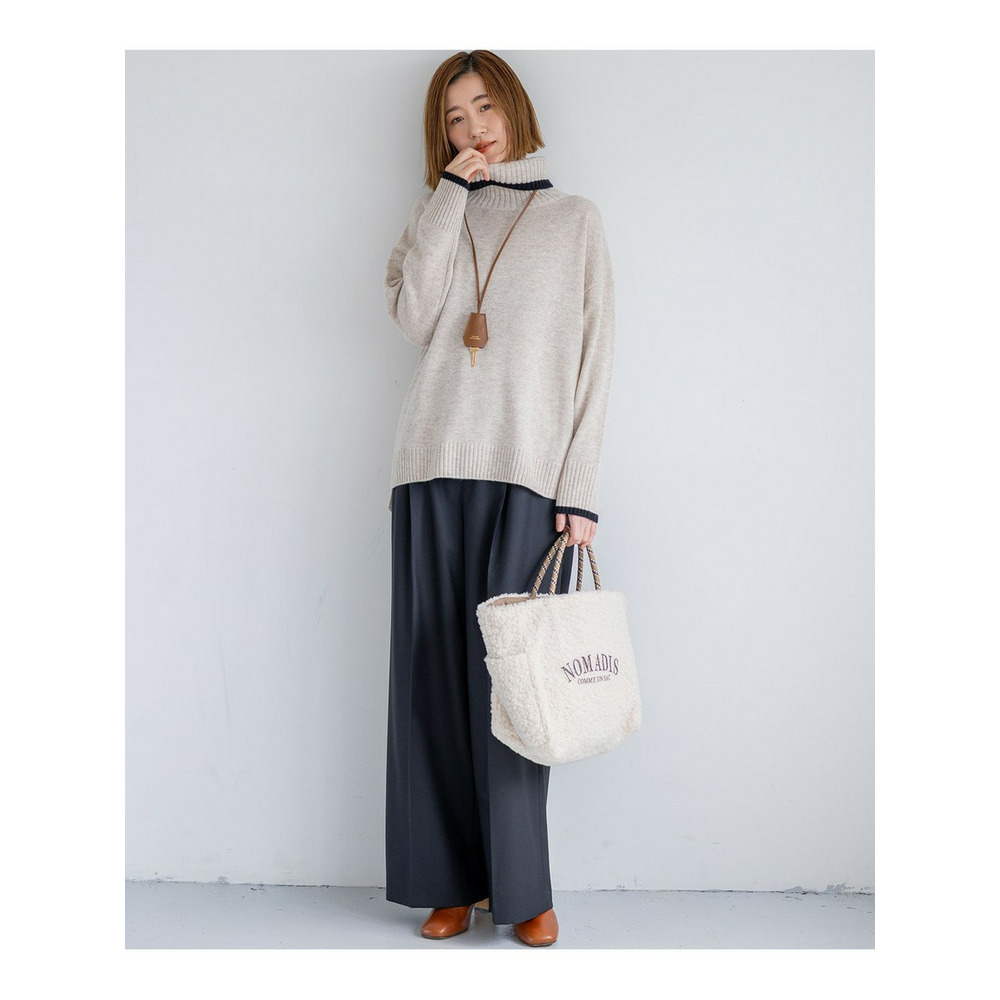 【CanCam11月号掲載】ナチュラルストレッチサキソニー タック ワイド パンツ25