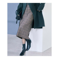 【見上愛さん着用】ボンディングチェックツイード Iライン スカート