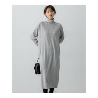 【洗える】カシミヤブレンド タートルネック ニットワンピース