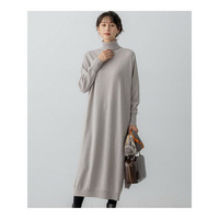 【洗える】カシミヤブレンド タートルネック ニットワンピース
