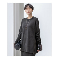 【洗える】カシミヤブレンド サイドジップ  ニットチュニック