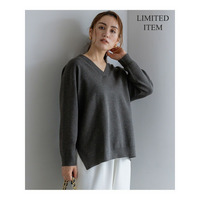【Lサイズ限定/洗える】ヴィスコースストレッチ Ｖネック ニット