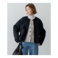 ウールライトリバー ノーカラー ショートコート