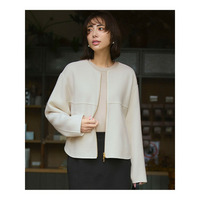 ウールライトリバー ノーカラー ショートコート