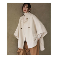 【見上愛さん着用/Oggi12月号掲載】ウールライトリバー ポンチョシルエット コート