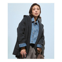 【洗える】ラクーンブレンドダブルフェイス フーディー ニットカーディガン