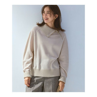 ボイルドウールコンビ ジップ タートルニット