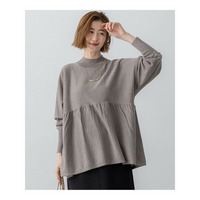 【洗える】ウールギャザー ドルマンスリーブ ニット