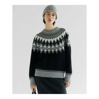 【洗える】ジャガード クルーネック ニット