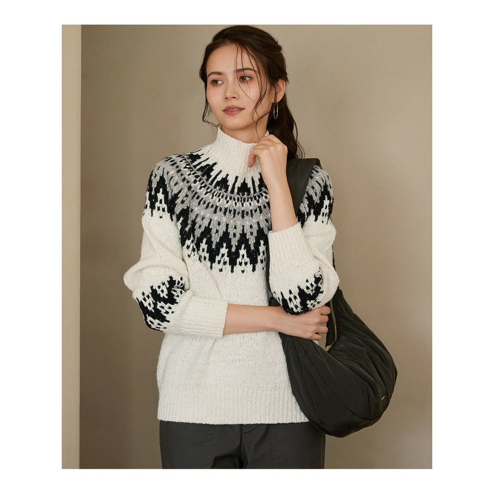 【SLOW/一部店舗限定】ジャカード ハイネック ニット1