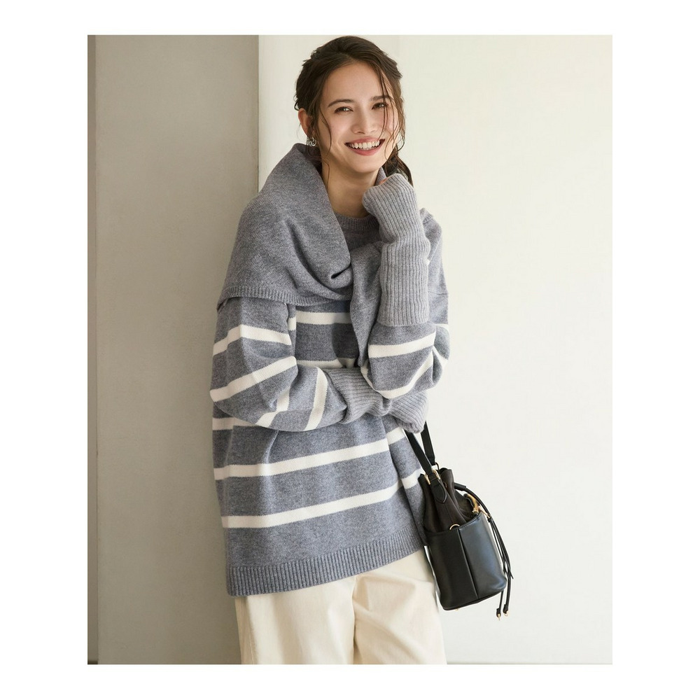 【SLOW/一部店舗限定】ソフトウール ボーダー ニット1