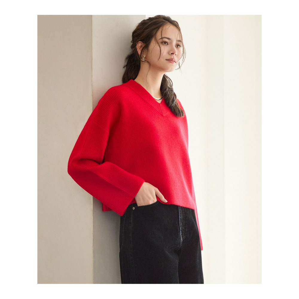 【SLOW/一部店舗限定】ソフトウール Vネック ニット1