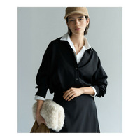 【滝沢眞規子さん着用/洗える】メリノウールサテン 2WAYドルマンスリーブシャツ