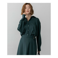 【滝沢眞規子さん着用/洗える】メリノウールサテン 2WAYドルマンスリーブシャツ