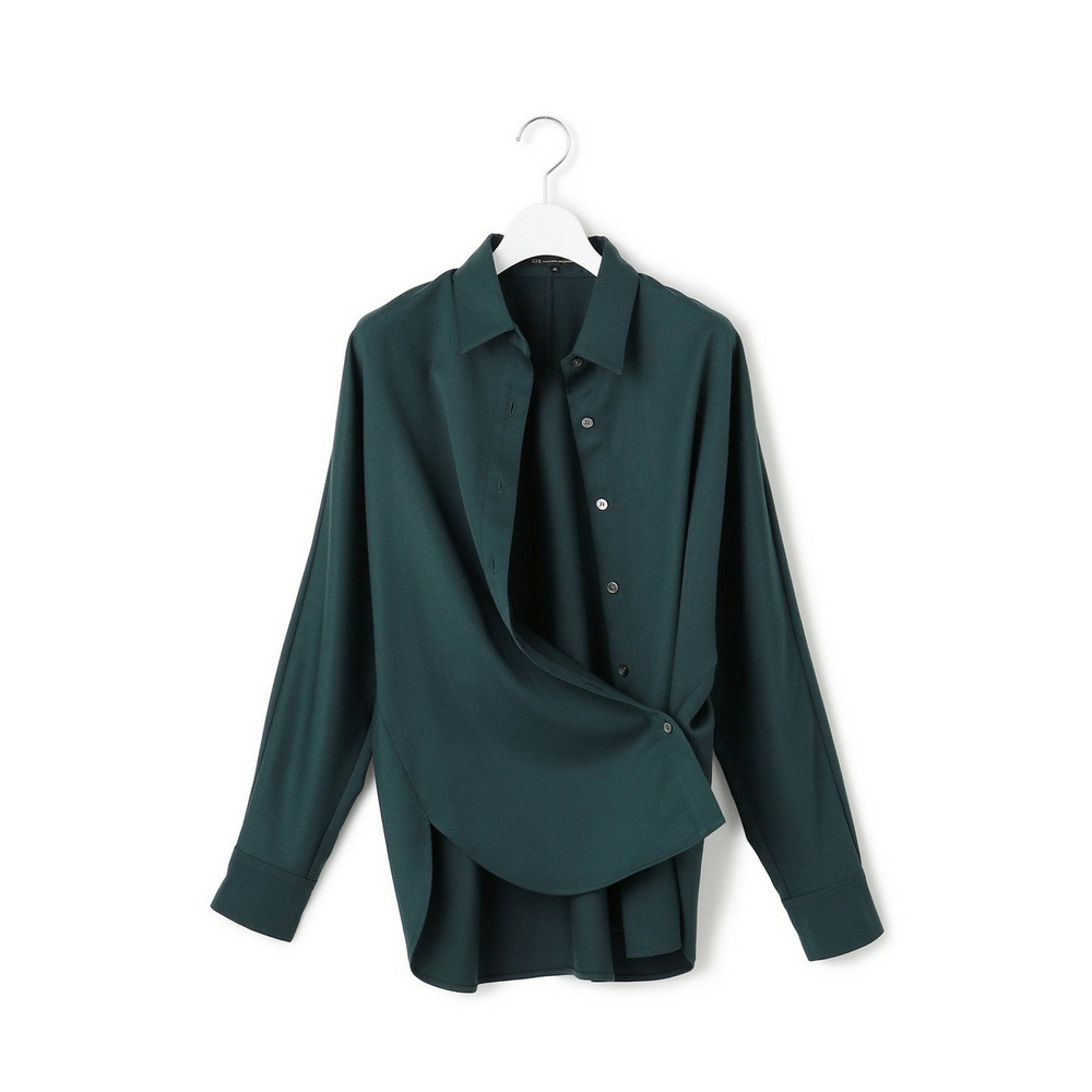 【滝沢眞規子さん着用/洗える】メリノウールサテン 2WAYドルマンスリーブシャツ21