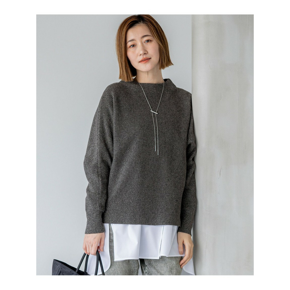 【洗える】ウールカシミヤラメ ドルマンスリーブ ニット1
