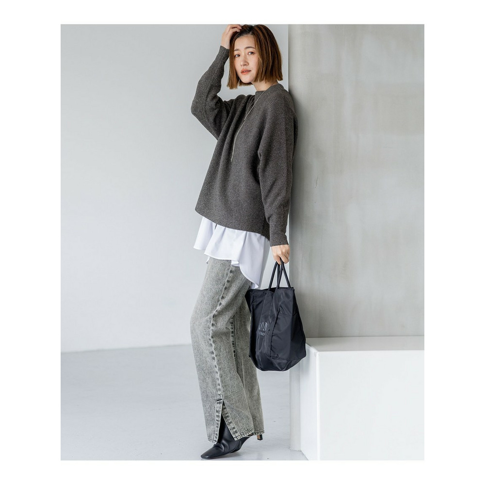 【洗える】ウールカシミヤラメ ドルマンスリーブ ニット11