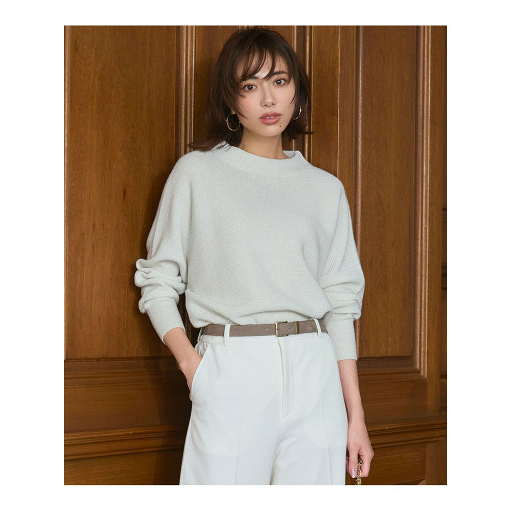 【洗える】ウールカシミヤラメ ドルマンスリーブ ニット1