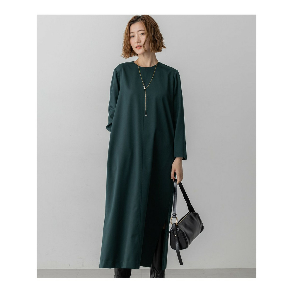 【洗える】メリノウールサテン ワンピース1