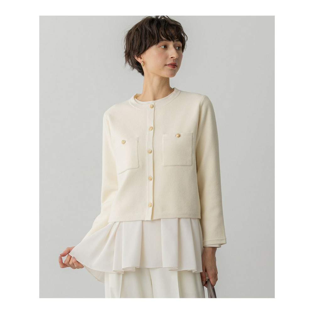 【洗える】ベロアニット カーディガン1