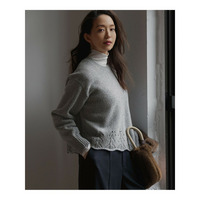 【滝沢眞規子さん着用/洗える】レーシーヘムデザイン パフスリーブ ニット