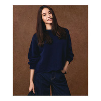 【洗える】レーシーヘムデザイン パフスリーブ ニット