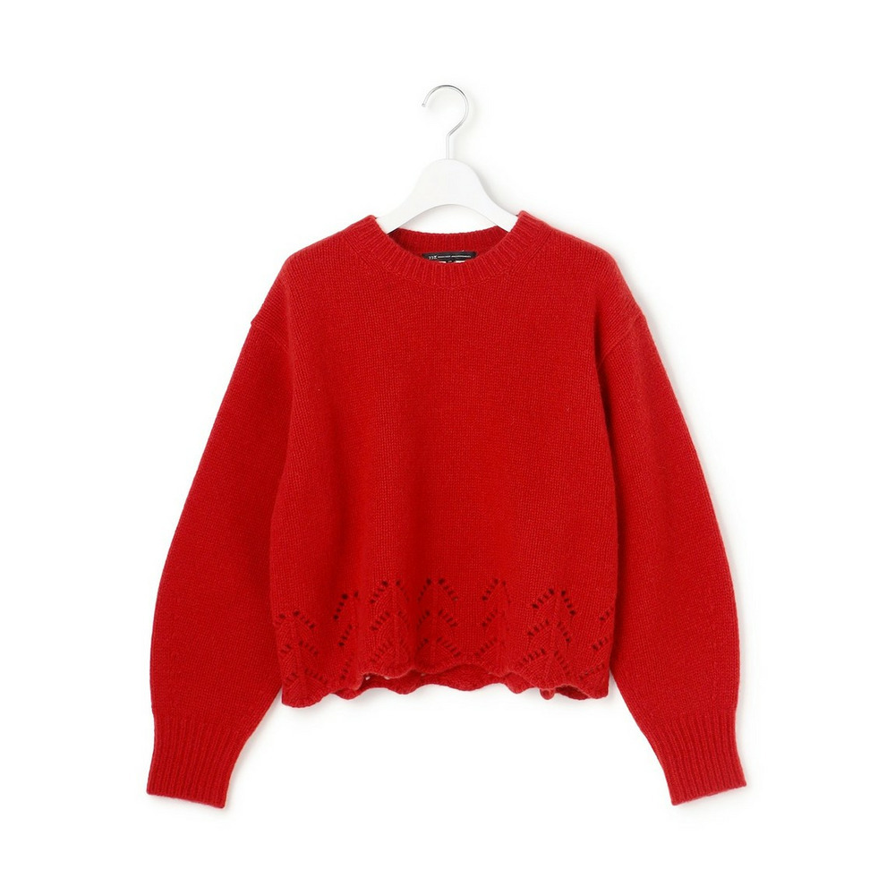 【洗える】レーシーヘムデザイン パフスリーブ ニット12