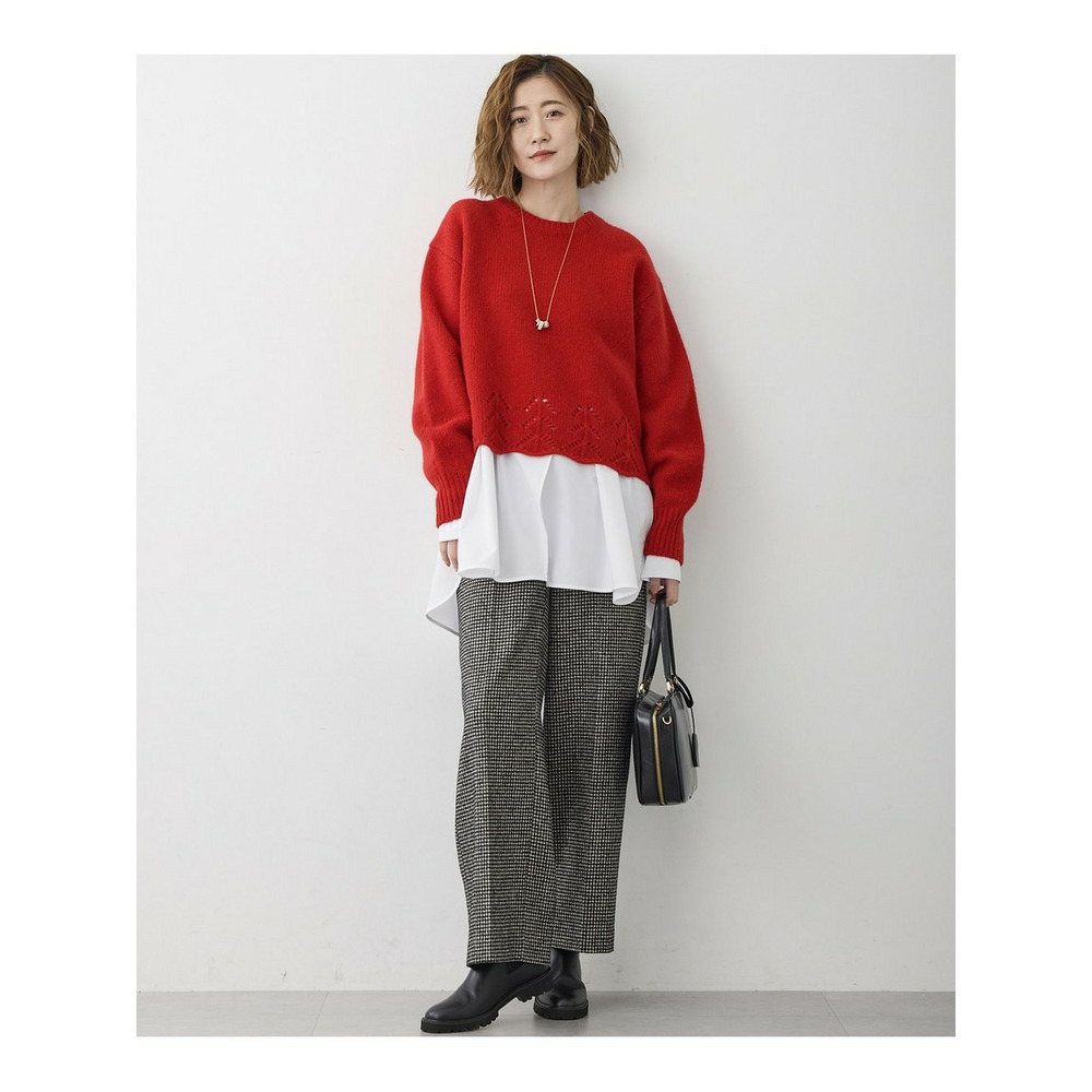 【洗える】レーシーヘムデザイン パフスリーブ ニット3